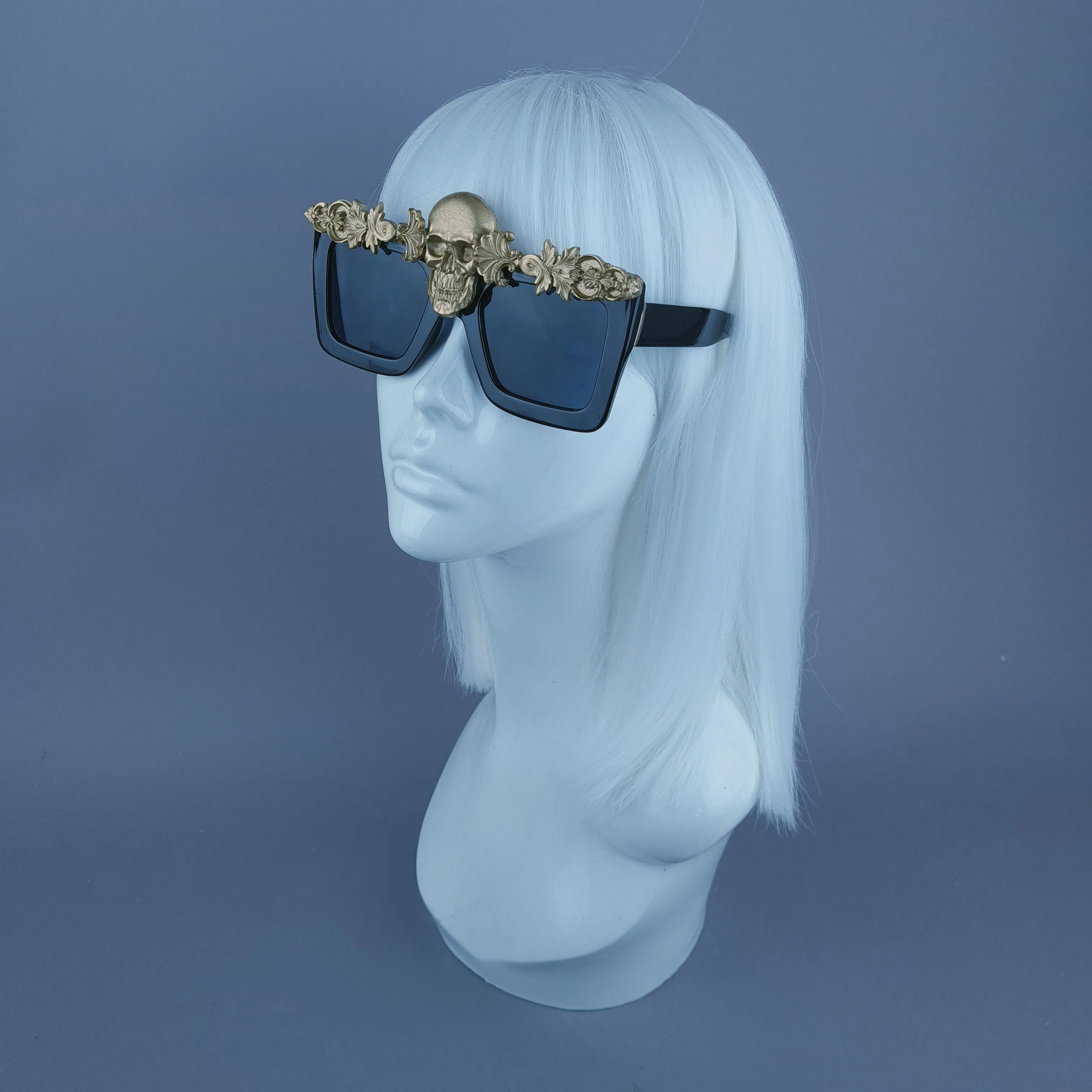 "Crowley" Gold Skull Filigree Unisex Sunglasses