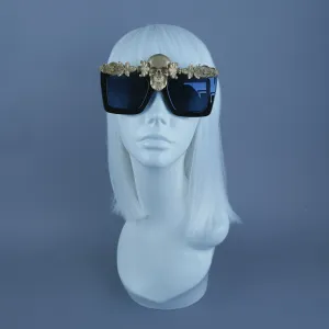 "Crowley" Gold Skull Filigree Unisex Sunglasses