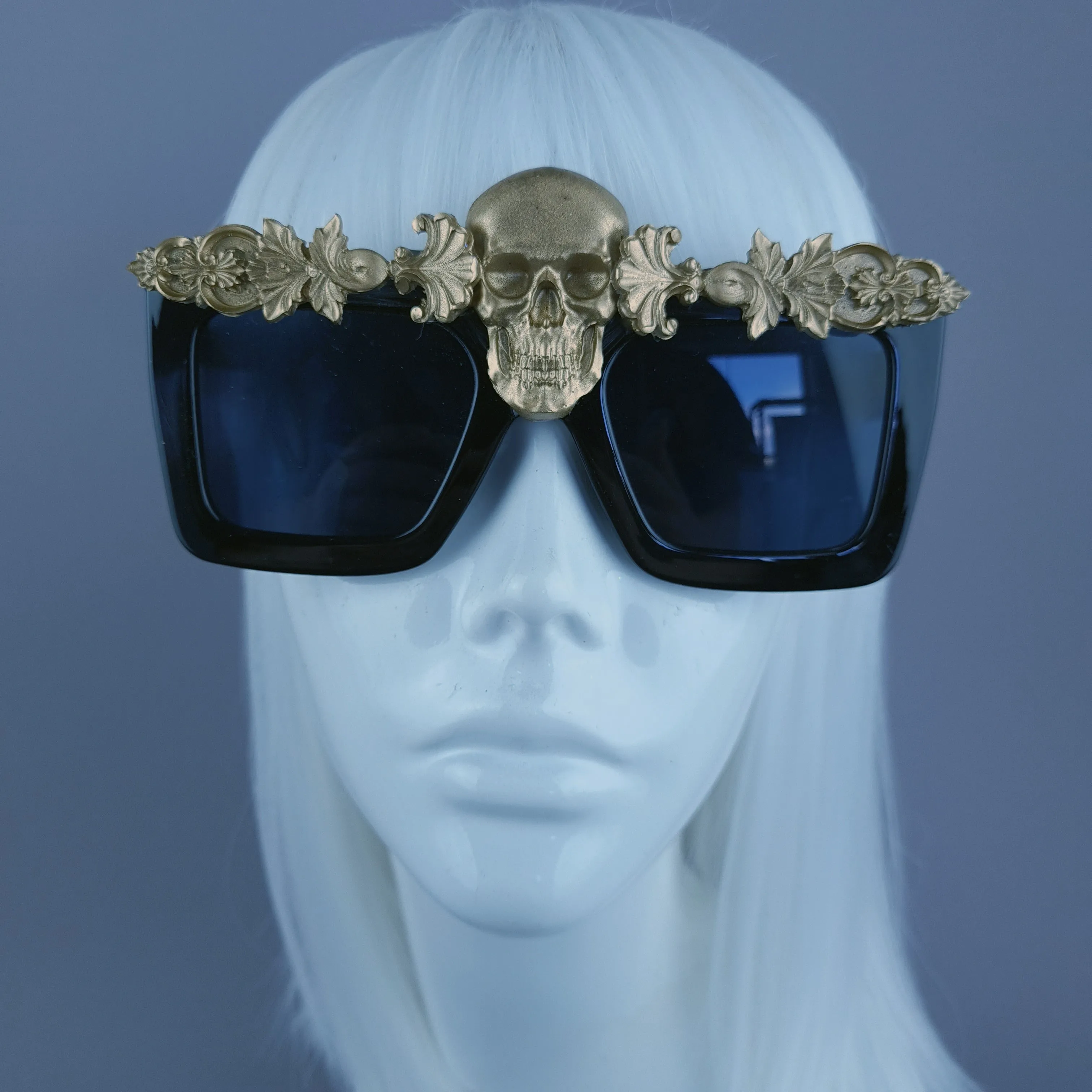 "Crowley" Gold Skull Filigree Unisex Sunglasses