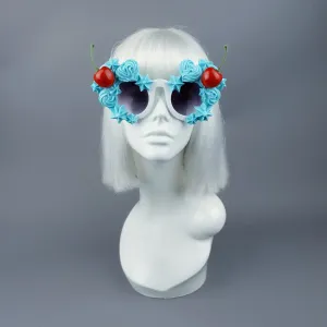 "Fondant" Pastel Blue Frosting Icing Cherry Sunglasses