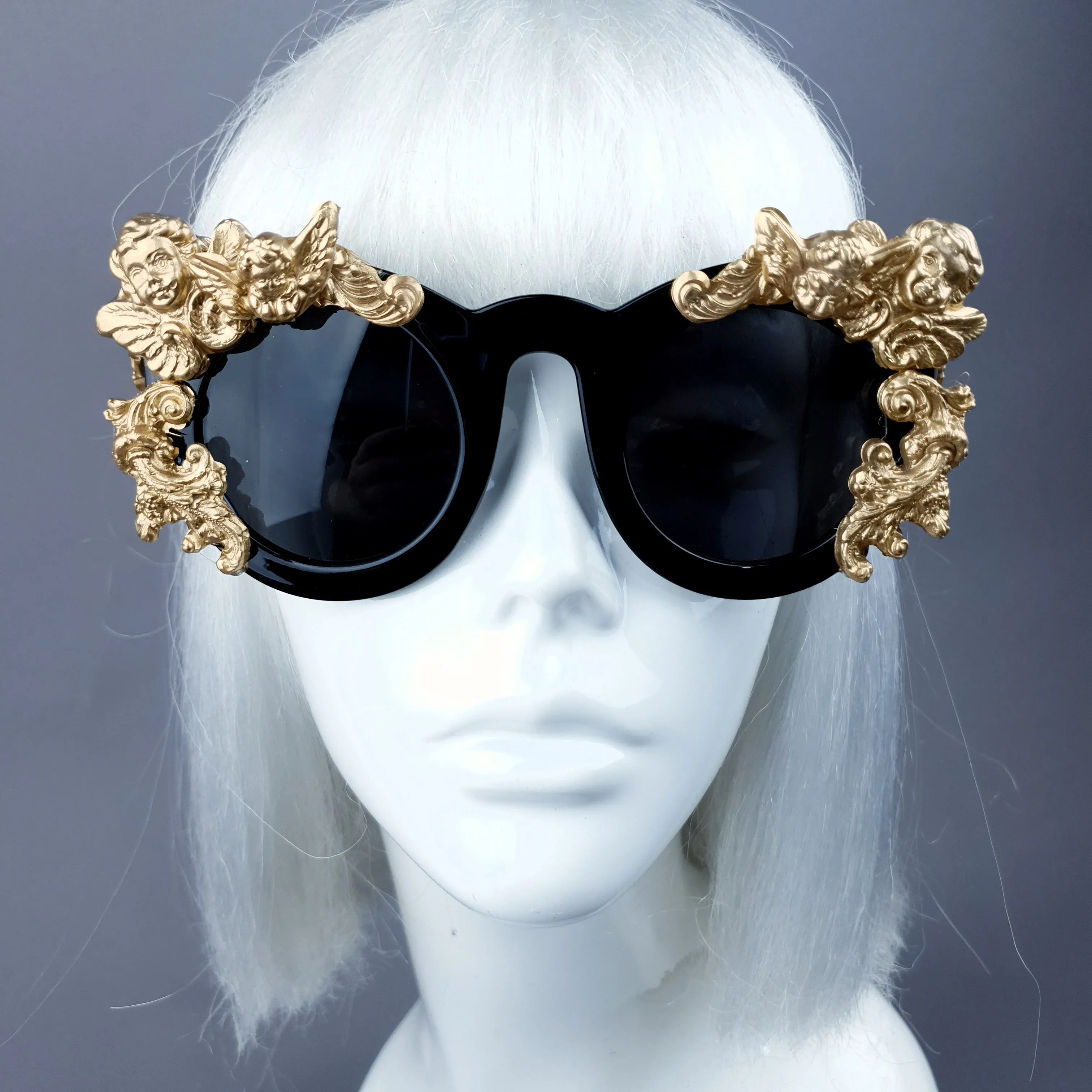 "Khalida" Black & Gold Filigree Ornate Sunglasses