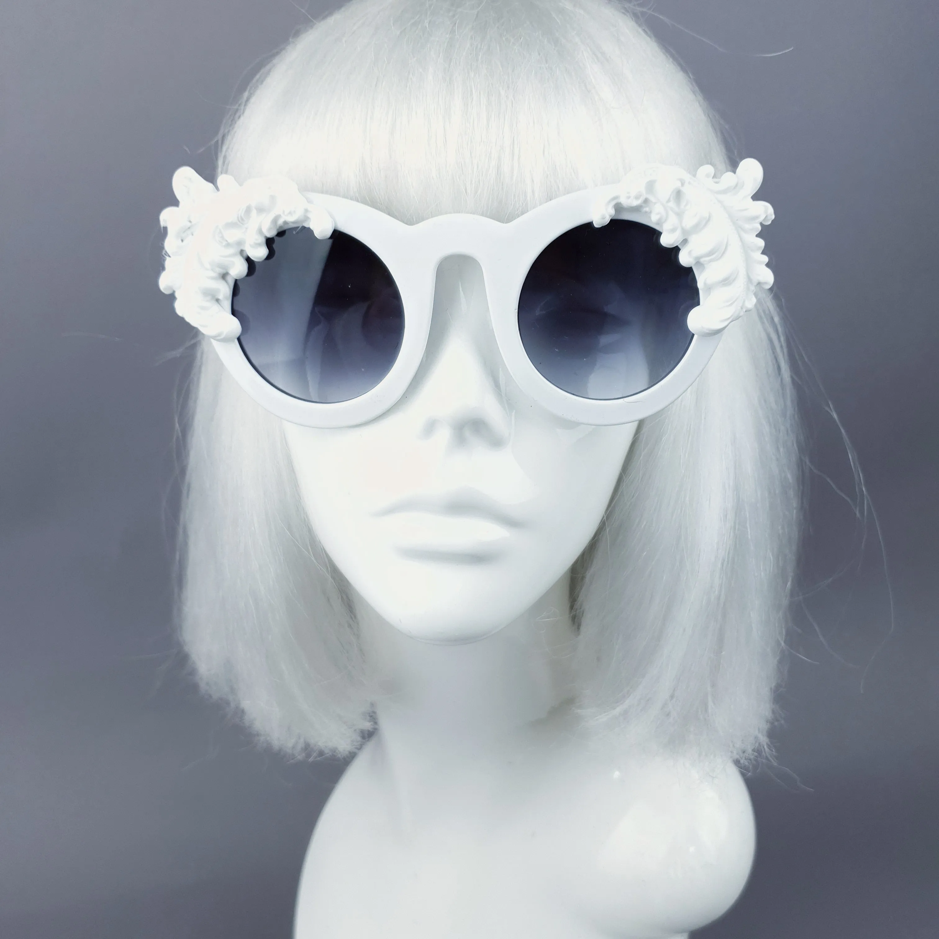 "Nakhti" White Filigree Statement Sunglasses