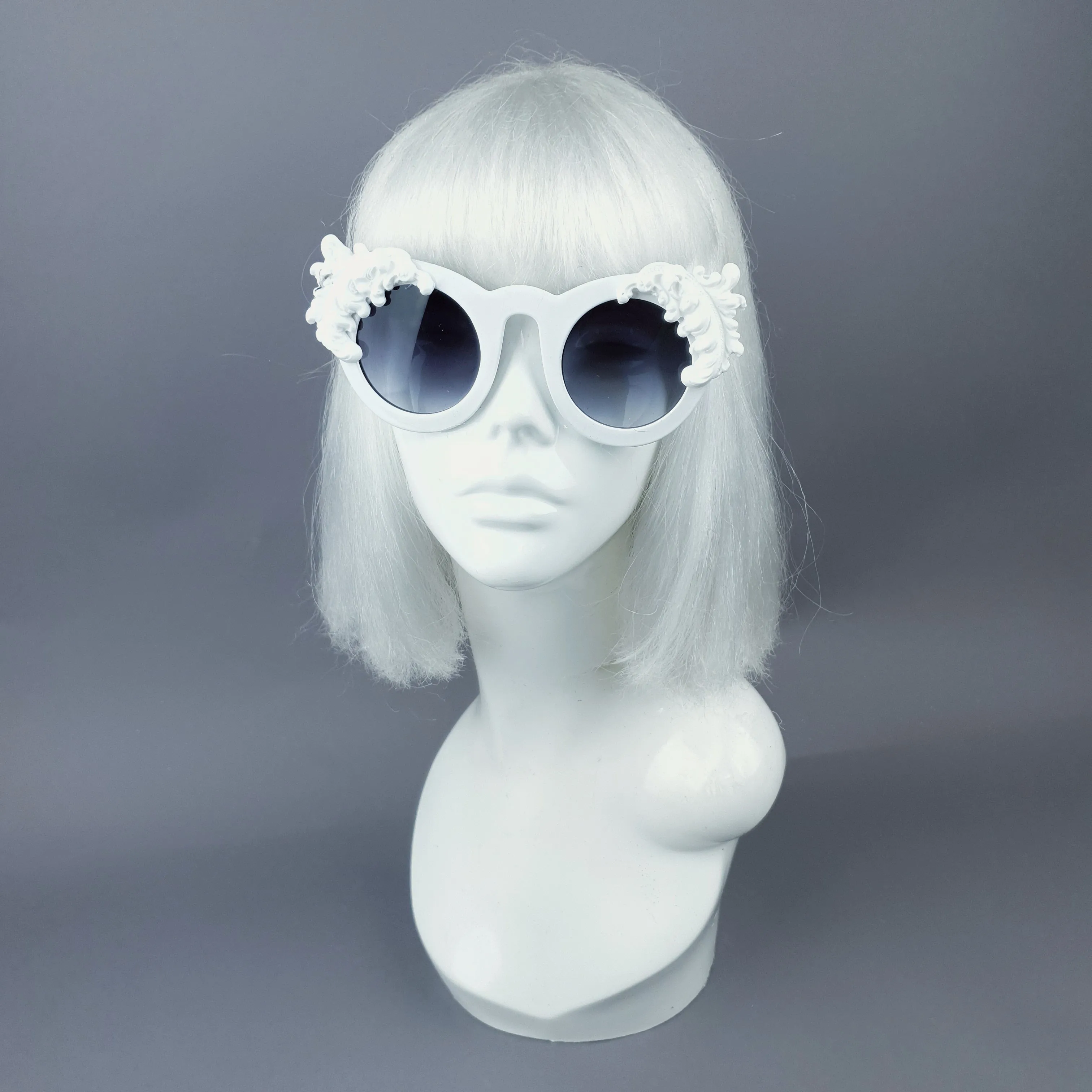 "Nakhti" White Filigree Statement Sunglasses