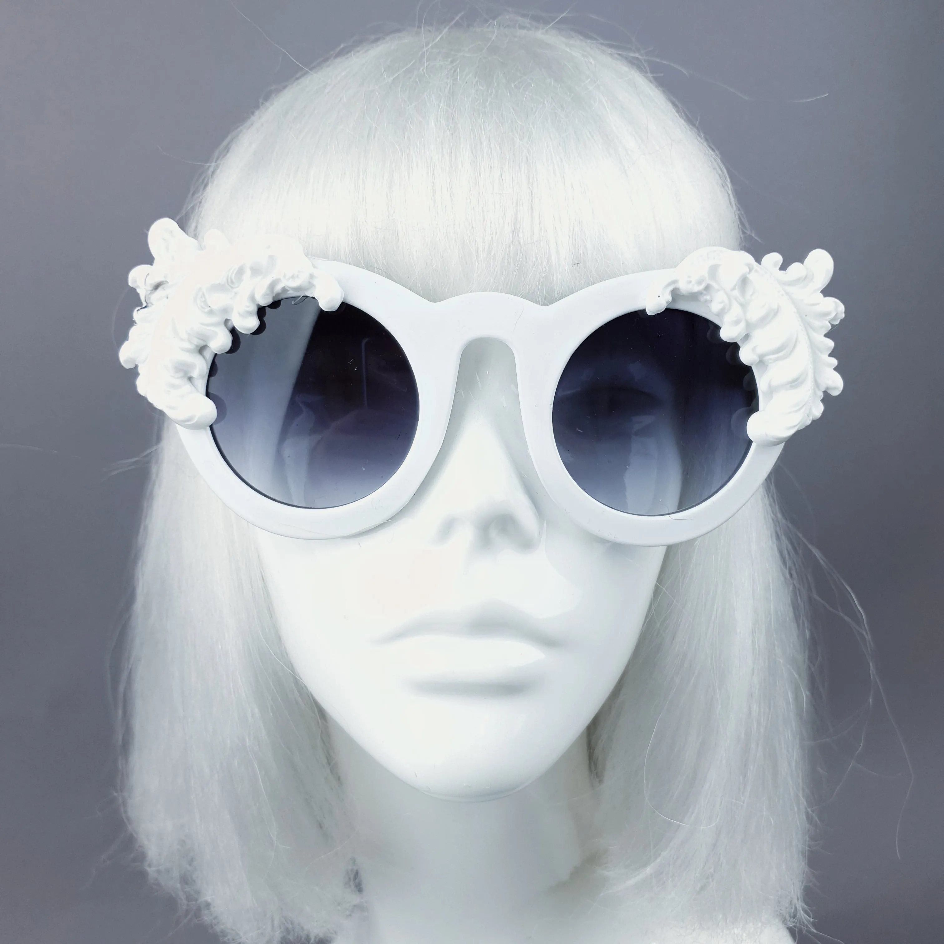 "Nakhti" White Filigree Statement Sunglasses