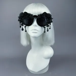 "Wednesday" Black Skull Filigree Beading Ornate Sunglasses