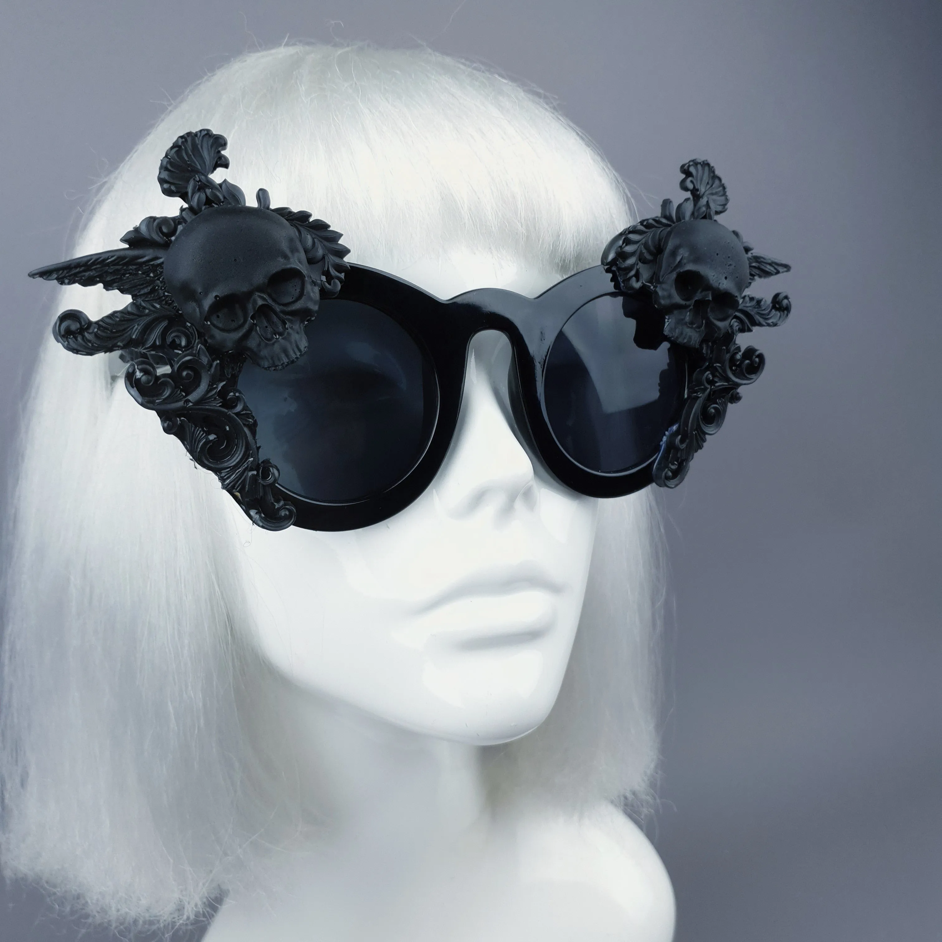 "Weirdo" Black Filigree & Skull Sunglasses