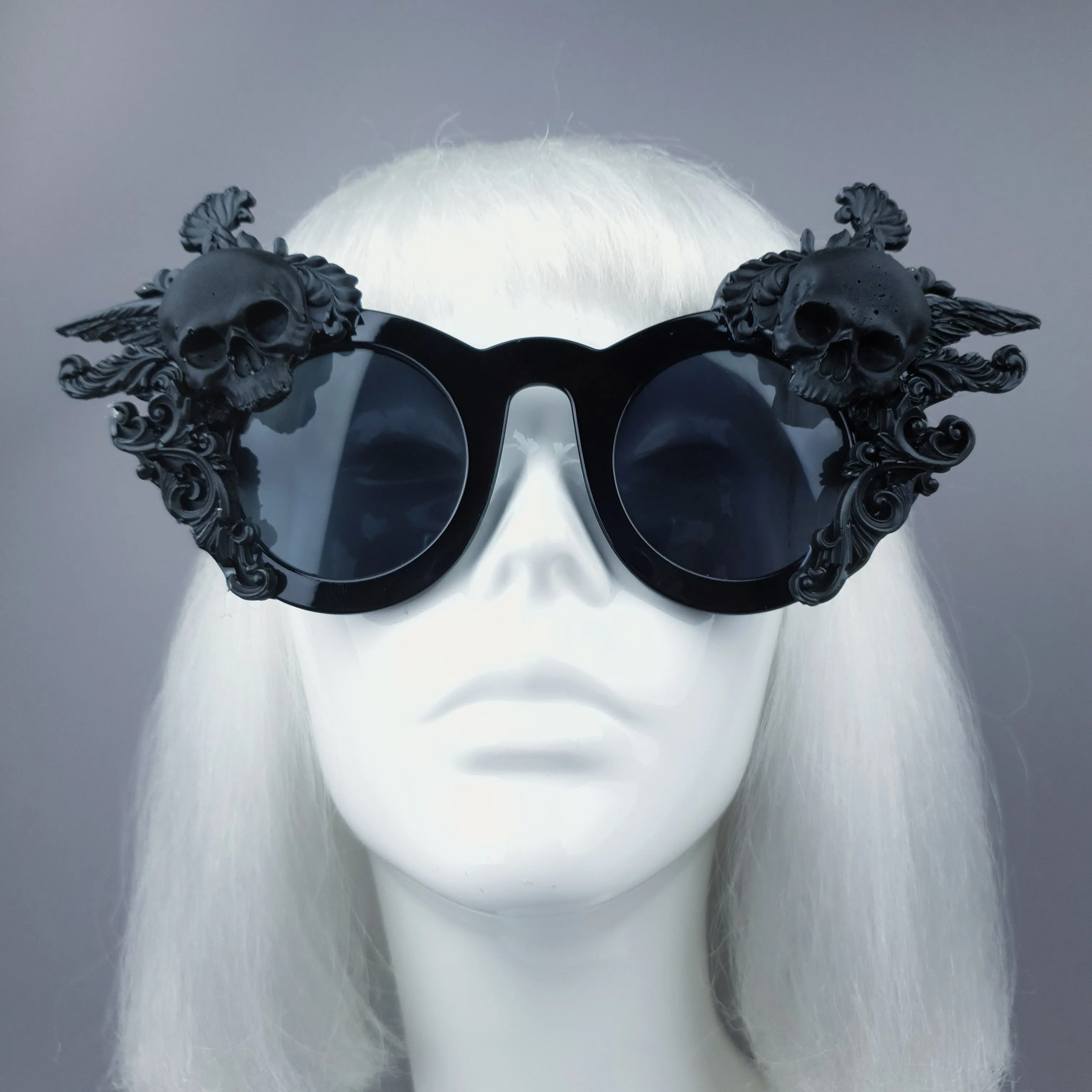 "Weirdo" Black Filigree & Skull Sunglasses