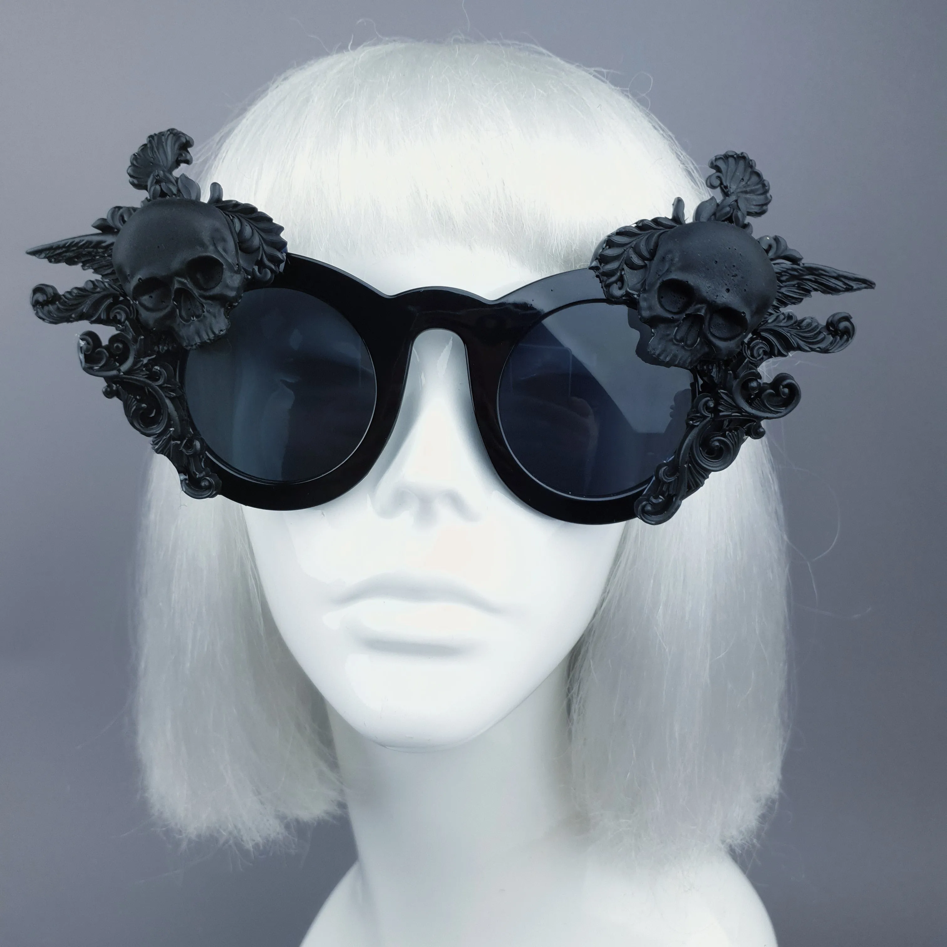 "Weirdo" Black Filigree & Skull Sunglasses