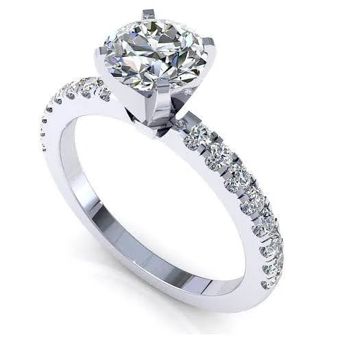 Radiant 1.20CT Round Cut Diamond Engagement Ring in 14KT White Gold