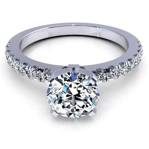 Radiant 1.20CT Round Cut Diamond Engagement Ring in 14KT White Gold