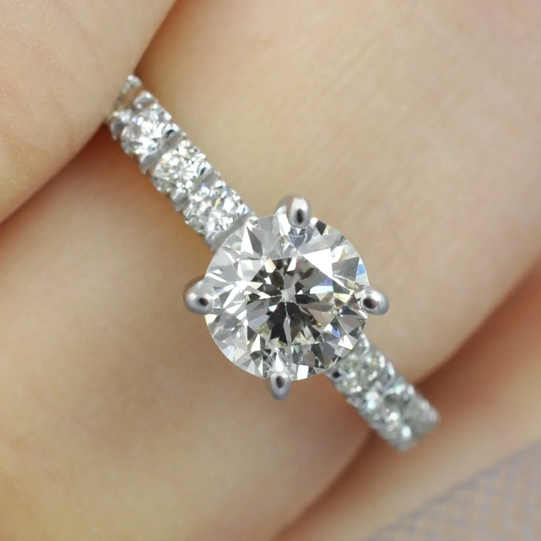 Radiant 1.20CT Round Cut Diamond Engagement Ring in 14KT White Gold