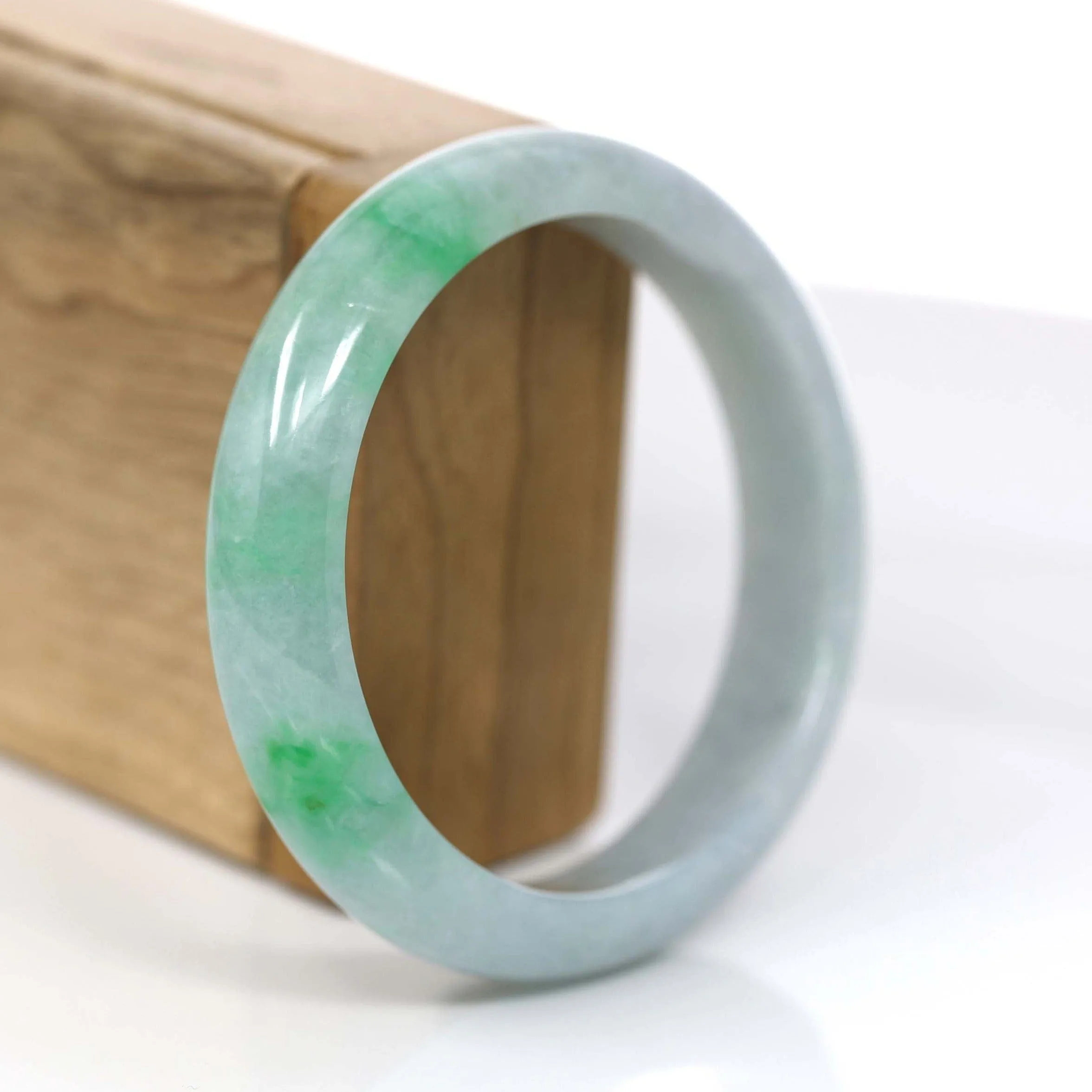 RealJade® Co. "Classic Bangle" Genuine Jadeite Jade Rich Green Bangle Bracelet (58.66mm) #368