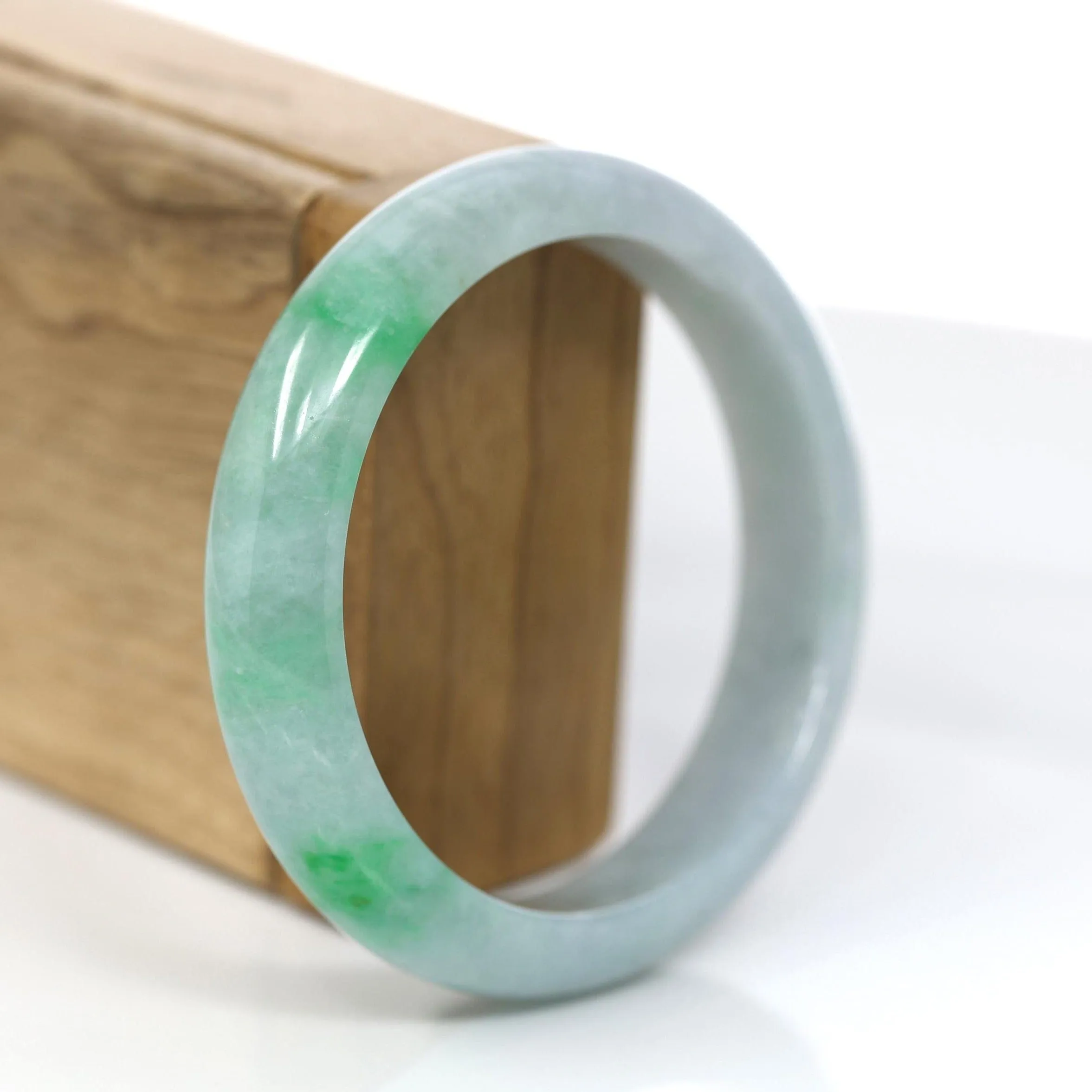 RealJade® Co. "Classic Bangle" Genuine Jadeite Jade Rich Green Bangle Bracelet (58.66mm) #368