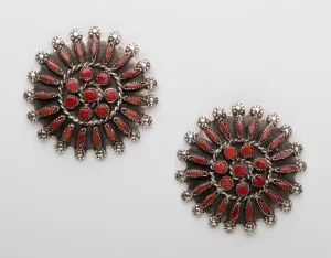 Red Coral Petit Point Earrings