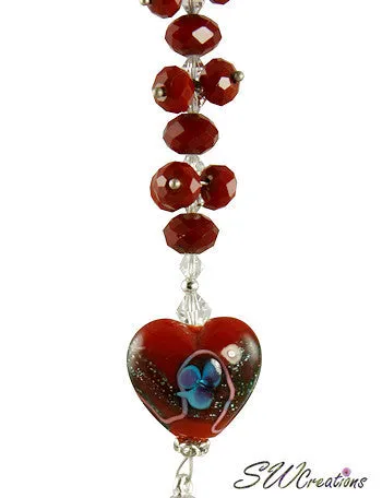 Ruby Heart Crystal Beaded Fan Pull