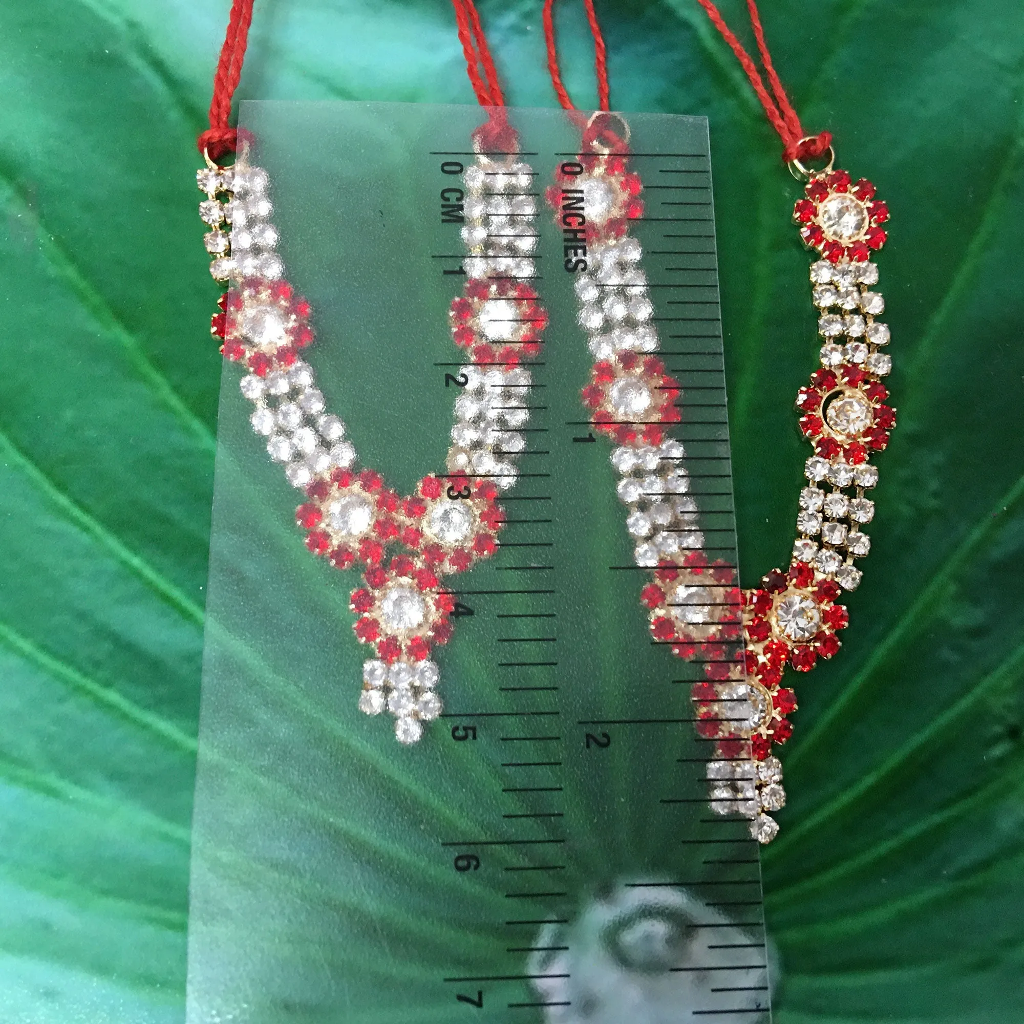 Ruby Red Lotus Pond Rhinestone Deity Necklace