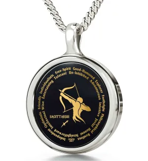 Sagittarius Necklaces for Lovers of the Zodiac 24k Gold Inscribed