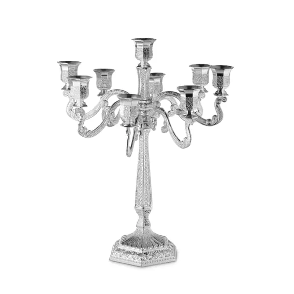 Silver Filigree Candelabra 9 Light 17"