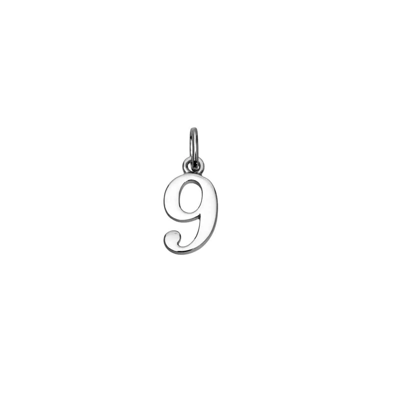 Silver Number 9 Charm