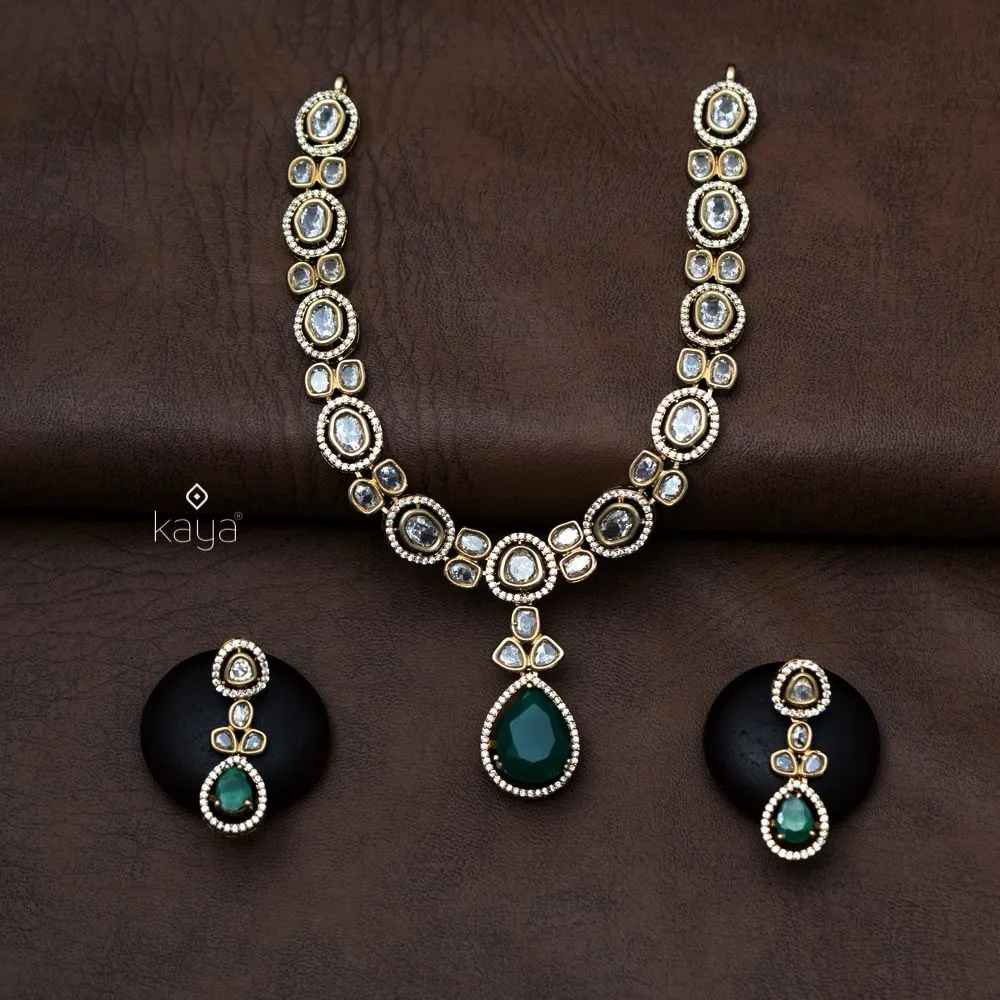 SN101291 - 5 Inter changeable Stones Victorian Necklace Earring Set