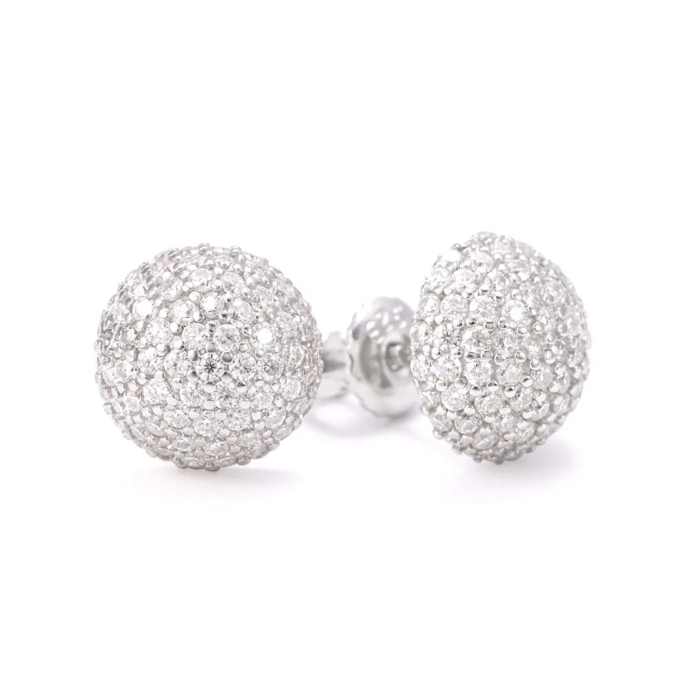 Snowball Moissanite Earrings 14K Gold