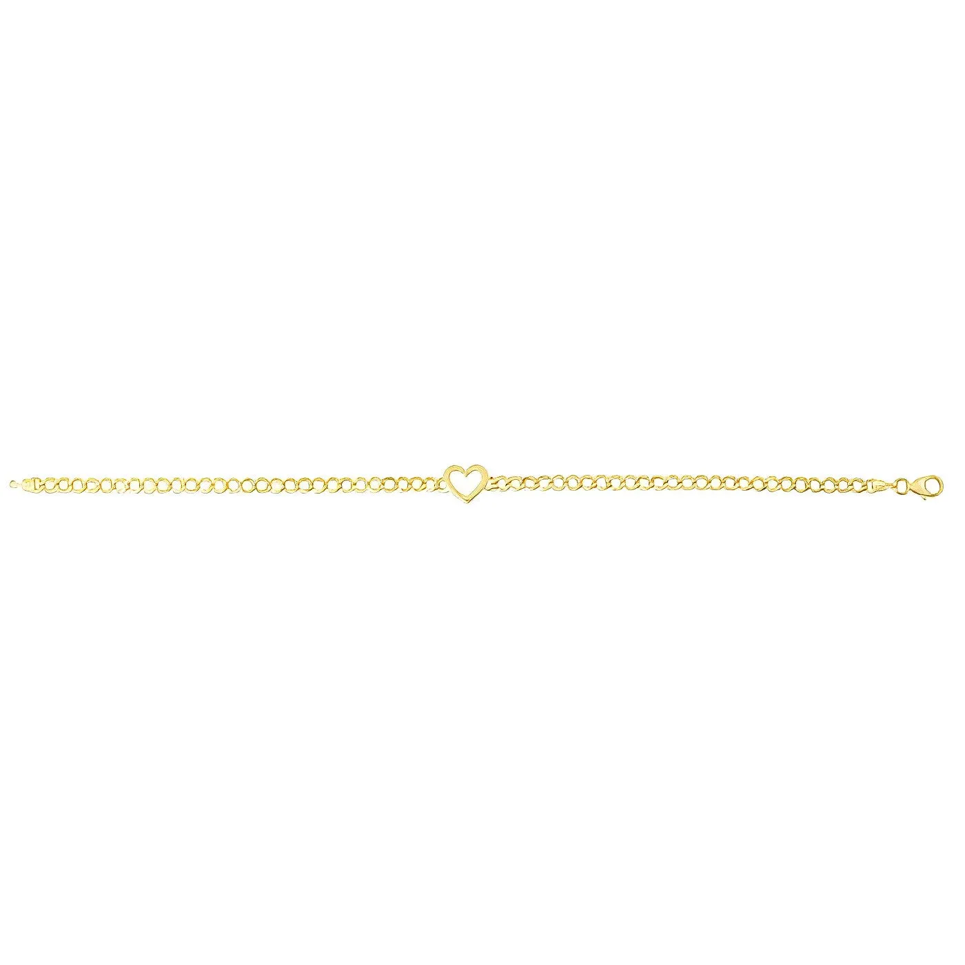 Solid Outline Heart Cuban Link Bracelet