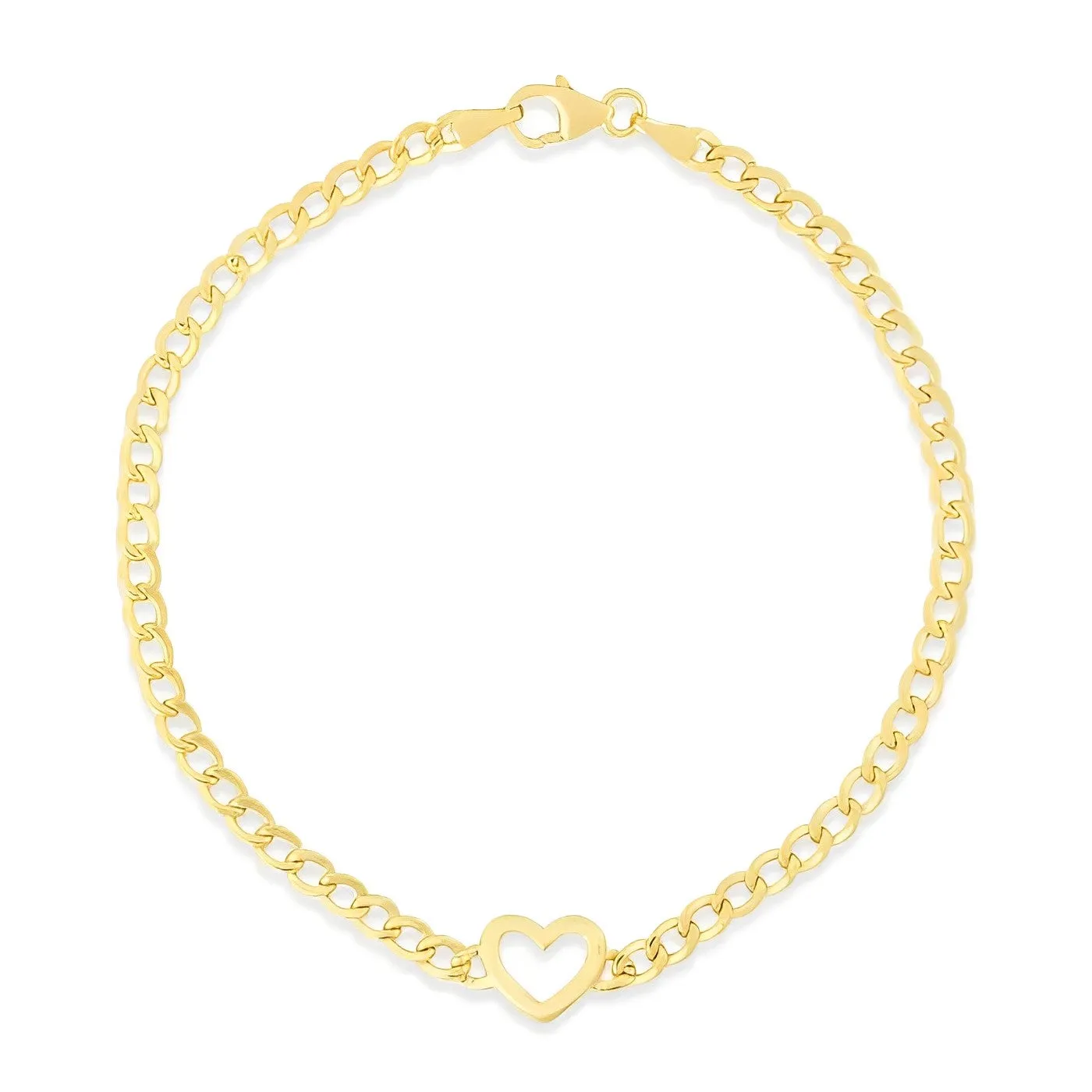 Solid Outline Heart Cuban Link Bracelet