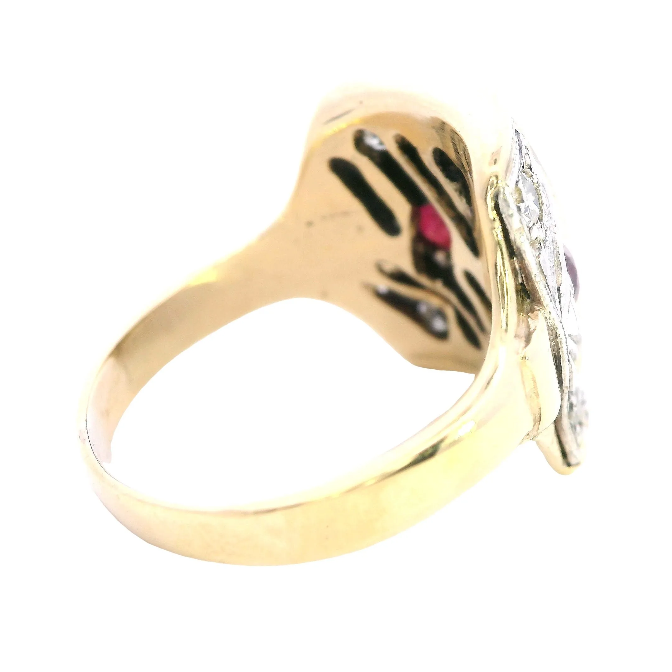 Splendid Fusion: 14ct Gold Ruby & Diamond Band - Vintage Glamour