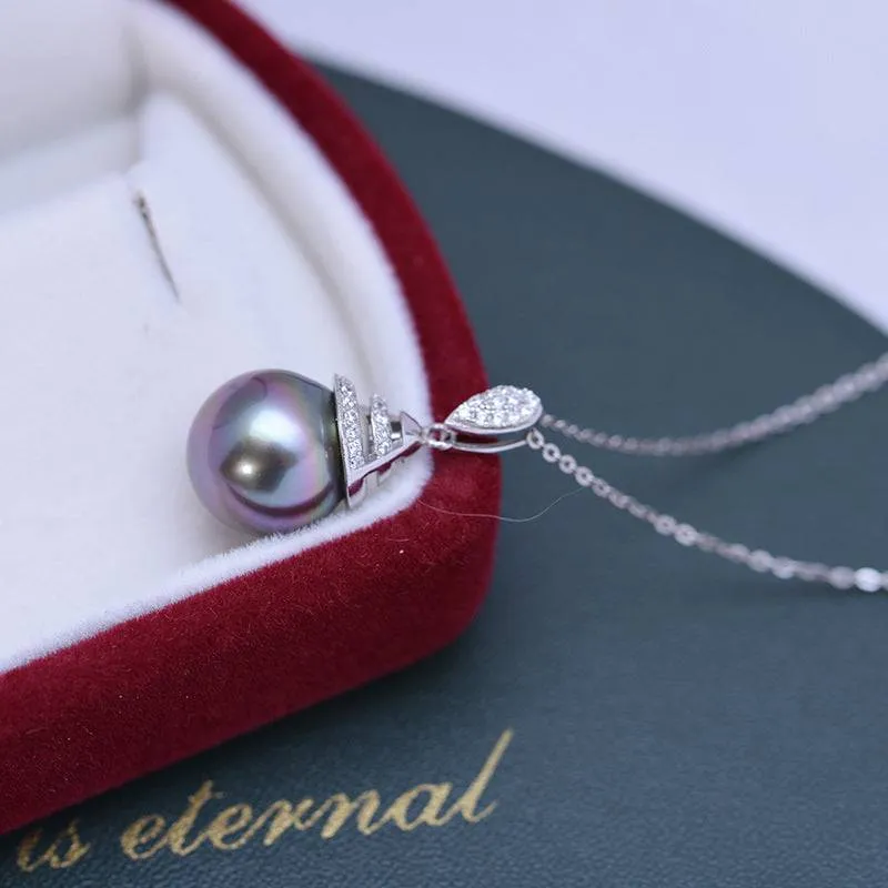 Tahitian Pearl & Grace CZ Pendant Necklace