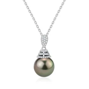 Tahitian Pearl & Grace CZ Pendant Necklace