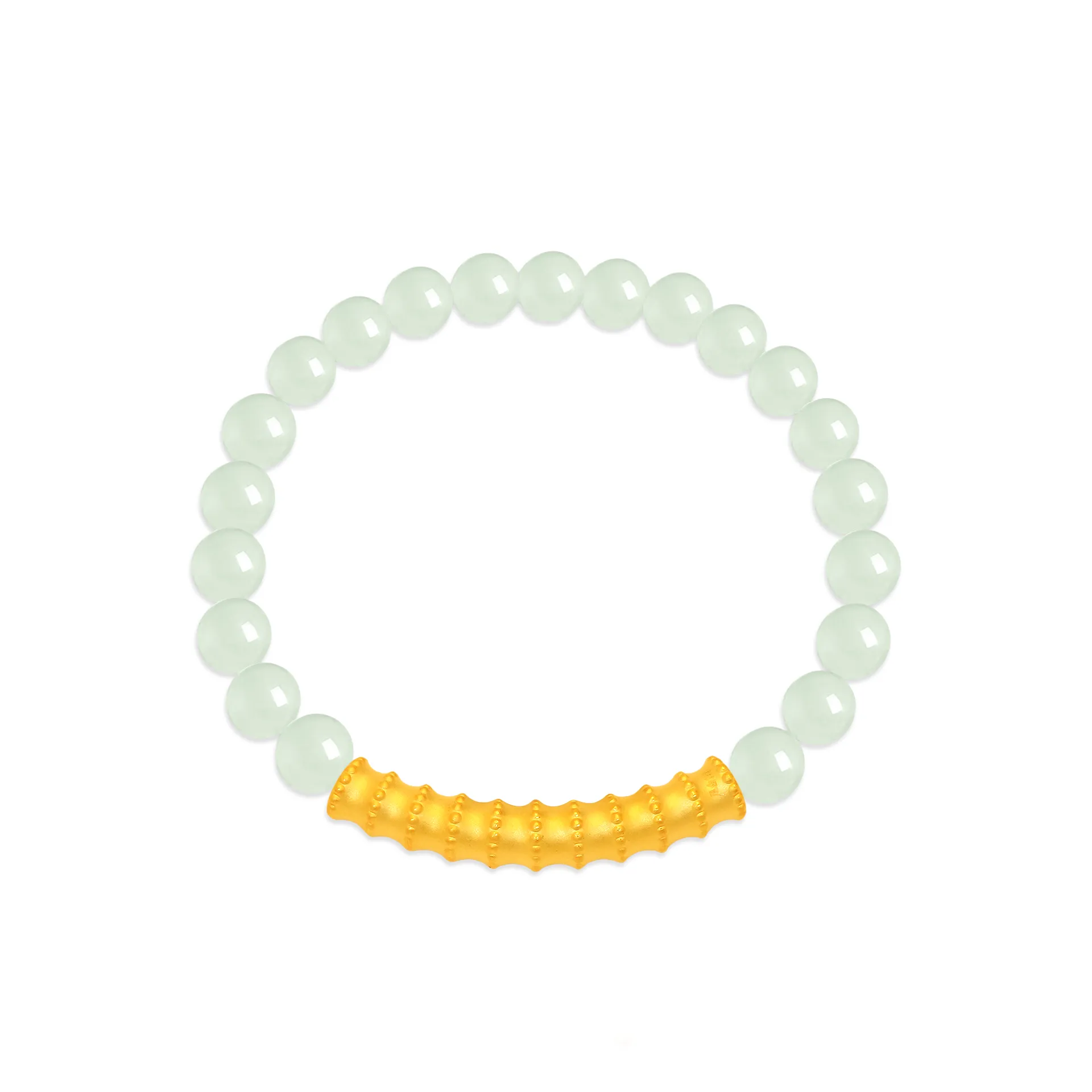 TAKA Jewellery 999 Pure Gold Charm with Jade Beads Bracelet