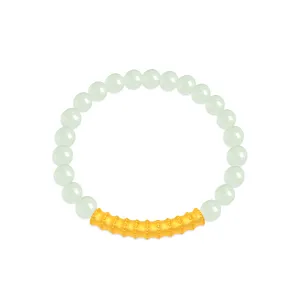 TAKA Jewellery 999 Pure Gold Charm with Jade Beads Bracelet