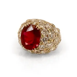 Thai Red Ruby Cocktail Ring in 18kt Gold