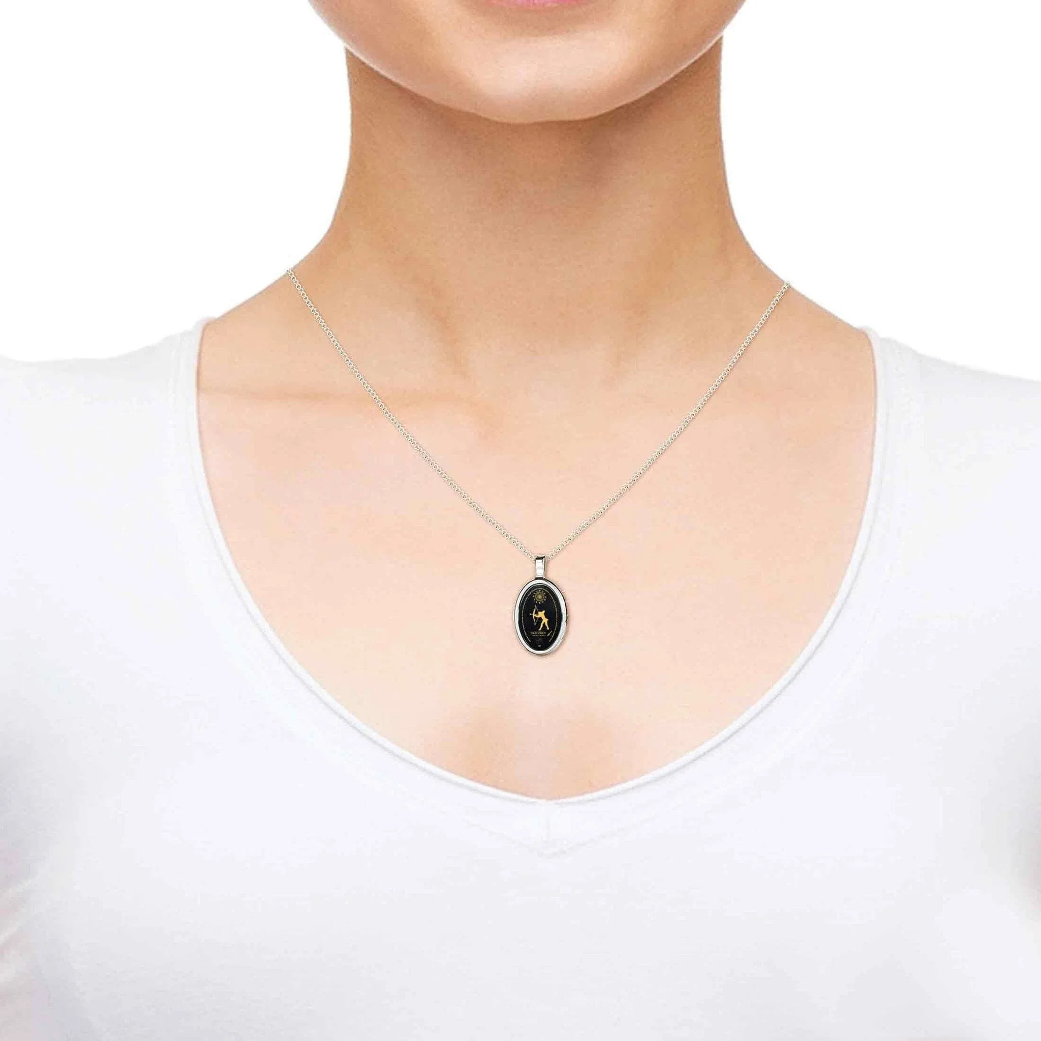 The World of Sagittarius, 925 Sterling Silver Necklace, Onyx