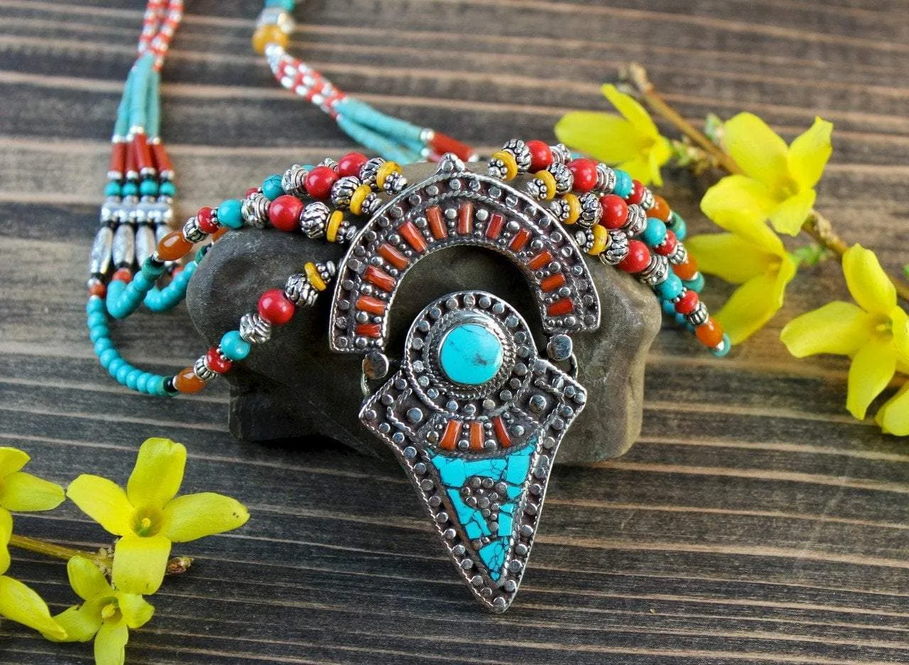 Tibetan Turquoise Clouds Over Lhasa Necklace