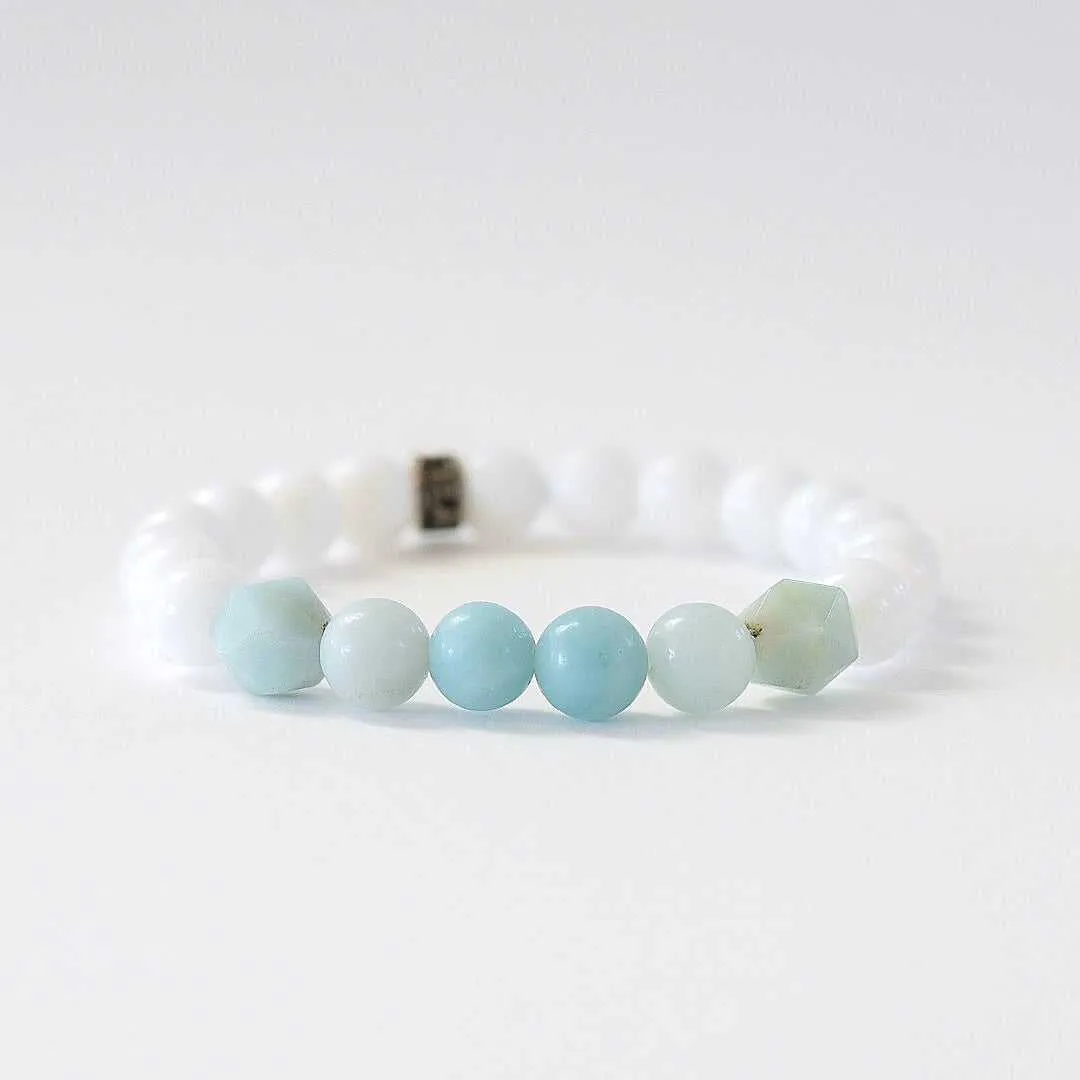 Tropical White Jade and Amazonite Gemstone Bracelet