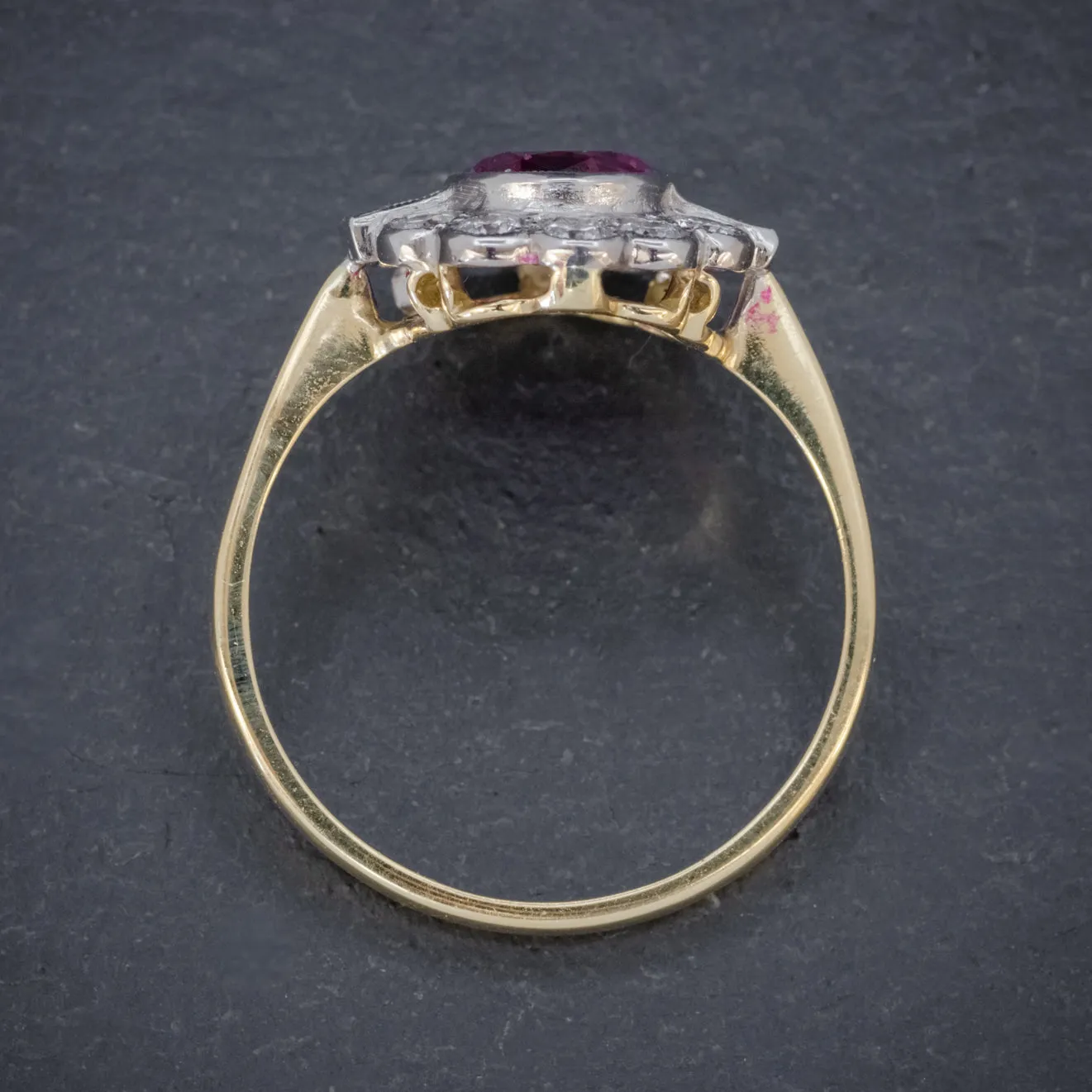 Victorian Style Ruby Diamond Cluster Ring 1.60Ct Ruby 1Ct Diamonds