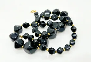 Vintage Avon "Modern Art" Graduated Chunky Black Bead Necklace (1986)