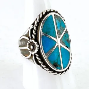 Vintage Blue Gem Inlay<br>Size: 10