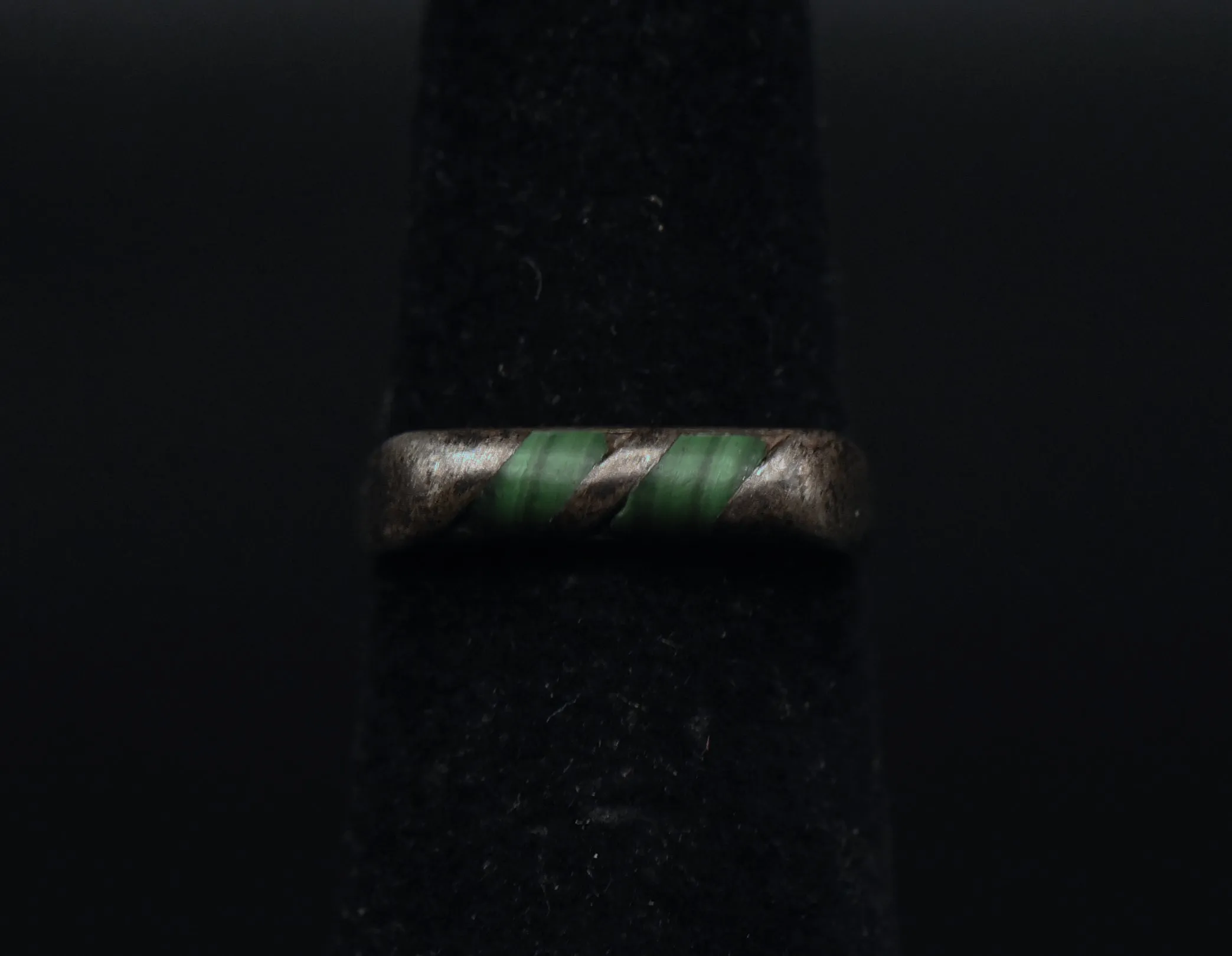 Vintage Handmade Sterling Silver Malachite Ring - Size 4.5 BROKEN