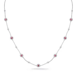 White Gold Ruby & Diamond Necklace