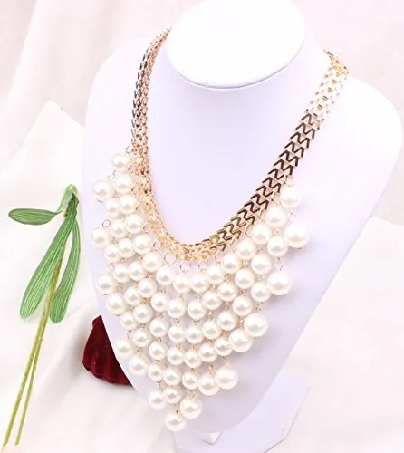 Yellow Chimes Pearl Necklace for Women High End Pearl Collection Multi-Layer Tassel Pearl Beads Collar Choker Necklace for Women and Girl's